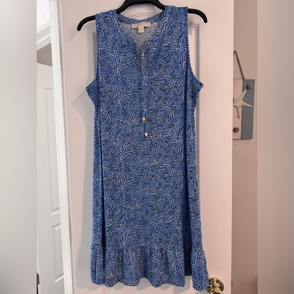 Michael Kors Blue and White Patterned Dress